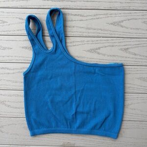 Zara Cropped Ribbed One Shoulder Top